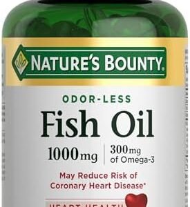 Nature's Bounty Fish Oil, Supports Heart Health, Dietary Supplement, 300mg Omega-3, 120 Coated Softgels