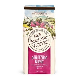 New England Coffee Donut Shop Blend Light Roast Ground Coffee, 11oz Bag (Pack of 1)