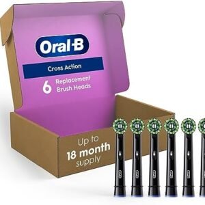 Oral-B CrossAction Electric Toothbrush Replacement Brush Heads, Black, 6 Count
