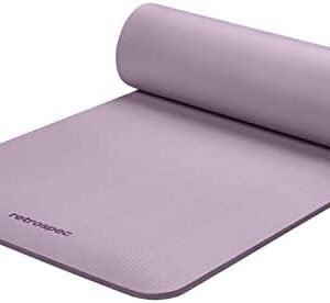 Retrospec Solana Yoga Mat 1/2" Thick w/Nylon Strap for Men & Women - Non Slip Exercise Mat for Yoga, Pilates, Stretching, Floor & Fitness Workouts
