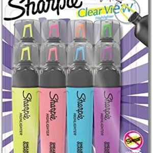 SHARPIE Highlighter, Clear View Highlighter with See-Through Chisel Tip, Tank Highlighter, Assorted, 8 Count