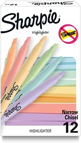 SHARPIE Pocket Highlighters, Mild Pastel Colors, Assorted, Chisel Tip, 12 Count