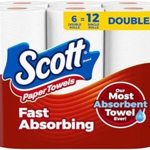 Scott Paper Towels, Choose-A-Sheet, 6 Double Rolls = 12 Regular Rolls (100 Sheets Per Roll)