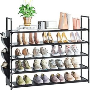 Shoe Rack 5 Tier Shoe Organizer Shoe Storage 20-25 Pairs Shoe Rack for Closet Shoe Rack Organizer Entryway Shoe Holder Space Saving Shoe Shelf Shoe Stand Large Tall Shoe Tower Garage Door