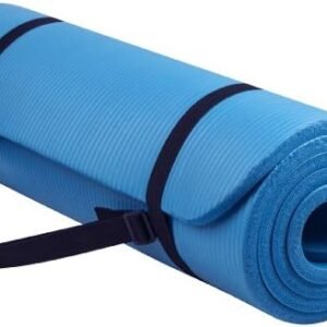 Signature Fitness All Purpose 1/2-Inch Extra Thick High Density Anti-Tear Exercise Yoga Mat with Carrying Strap with Optional Yoga Blocks, Multiple Colors