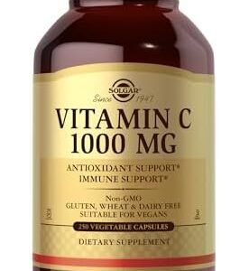 Solgar Vitamin C 1000 mg, 250 Vegetable Capsules - Antioxidant & Immune Support - Overall Health - Healthy Skin & Joints - Bioflavonoids Supplement - Non GMO, Vegan, Gluten Free, Kosher - 250 Servings