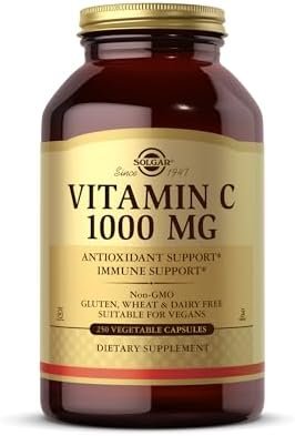 Solgar Vitamin C 1000 mg, 250 Vegetable Capsules - Antioxidant & Immune Support - Overall Health - Healthy Skin & Joints - Bioflavonoids Supplement - Non GMO, Vegan, Gluten Free, Kosher - 250 Servings