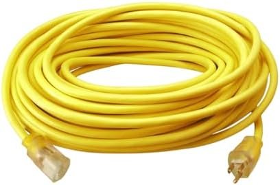 Southwire Outdoor Extension Cord, 50 Ft, 12 gauge 3 prong, Heavy Duty, SJTW Cord, Yellow, 2588