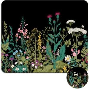 Square Mouse Pad with Coaster, Soft Cute Computer Mouse Mat with Non-Slip Rubber Base, Easy to Slide, Splash Resistant Surface, Personalized Design, Portable, Garden Flowers