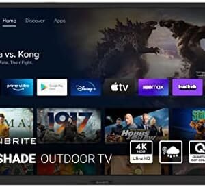 SunBrite Veranda 3 Series 55-inch Full Shade Smart Outdoor TV, 4K Ultra HD HDR QLED Weatherproof Television, 1000 nit Ultra Bright Screen with All-Weather Voice Remote