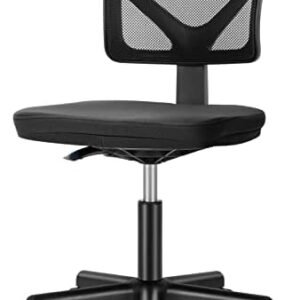 Sweetcrispy Office Computer Desk Chair, Ergonomic Low-Back Mesh Rolling Work Swivel Chairs with Wheels, Armless Comfortable Seat Lumbar Support for Home,Bedroom,Study,Student,Adults, Black
