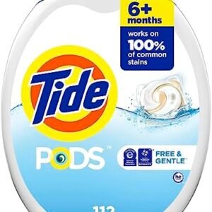 Tide PODS Free and Gentle Laundry Detergent Soap Pacs, 112 Count, Unscented Hypoallergenic Laundry Detergent for Sensitive Skin