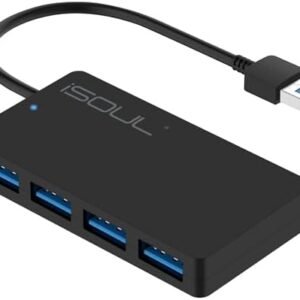 USB 3.0 Hub, 4-Port USB Hub, USB Splitter, Ultra Slim Mini 0.6ft Multiport Extended Data Cable for PC, MacBook, PS4, PS5, Xbox, Keyboard, Mac, Laptop, Printer, Mouse [USB Adapter, USB Extender]