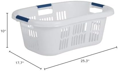 Rubbermaid Large Hip-Hugger Laundry Basket/Hamper, 1.5-Bushel, White, Stackable Storage Bin/Organizer for Bathroom/Bedroom/Dorm/Home - Image 6