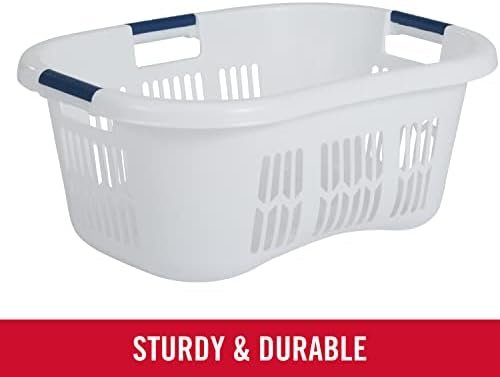 Rubbermaid Large Hip-Hugger Laundry Basket/Hamper, 1.5-Bushel, White, Stackable Storage Bin/Organizer for Bathroom/Bedroom/Dorm/Home - Image 2
