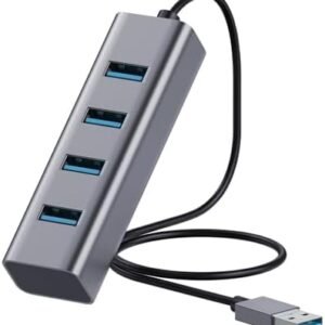 4-Port USB 3.0 Hub, Aluminum USB Splitter, 2ft Cable, 5 Gbps Data Transfer, USB Extender for Laptop, HDD, Pc, Mac, Mouse, Flash Drive, Keyborad (4-Port)