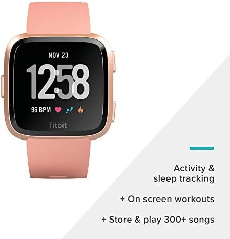 Fitbit Versa Smart Watch, Peach/Rose Gold Aluminium, One Size (S & L Bands Included), Heart Rate Monitor - Image 2