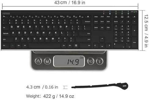 Arteck 2.4G Wireless Keyboard Stainless Steel Ultra Slim Full Size Keyboard with Numeric Keypad for Computer/Desktop/PC/Laptop/Surface/Smart TV and Windows 10/8/ 7 Built in Rechargeable Battery - Image 6