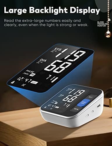 Blood Pressure Monitors for Home Use Upper Arm, Accurate cuff 8.7”-15.7” Monitor with Large Backlight Display 2 Users 240 Sets Memory & HR Detection, Digital BP Machine with Carrying Case - Image 4