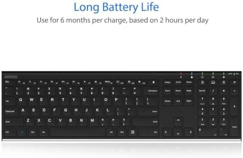 Arteck 2.4G Wireless Keyboard Stainless Steel Ultra Slim Full Size Keyboard with Numeric Keypad for Computer/Desktop/PC/Laptop/Surface/Smart TV and Windows 10/8/ 7 Built in Rechargeable Battery - Image 5