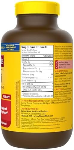 Nature Made Burp Less Fish Oil 1200 mg, Fish Oil Supplements, Omega 3 Fish Oil for Healthy Heart Support, Omega 3 Supplement with 200 Softgels, 100 Day Supply - Image 7