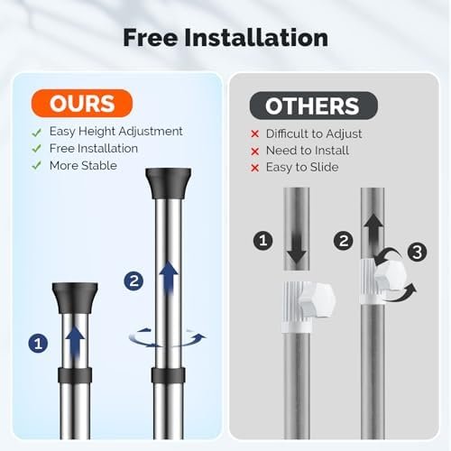 HAMITOR Corner Shower Caddy Tension Pole: Quick Installation 4-Tier Rustproof Bathroom Organizer Shelves for Bathtub Shampoo Storage - 47-121 inch Adjustable Floor Standing Bath Rack Holder - Silver - Image 4