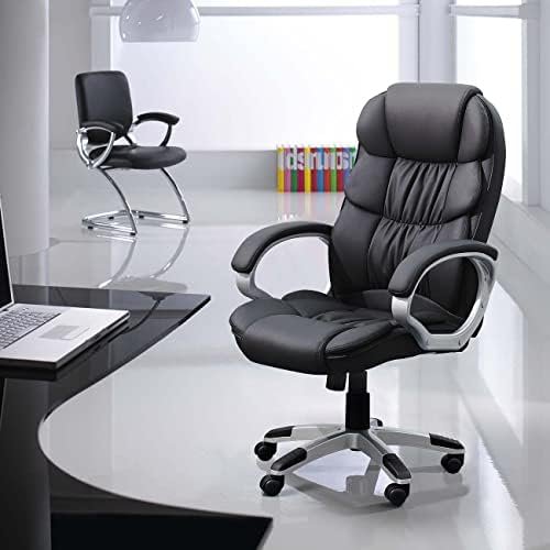 Homall Office Chair High Back Computer Desk Chair, PU Leather Adjustable Height Modern Executive Swivel Task Chair with Padded Armrests and Lumbar Support (Black) - Image 7