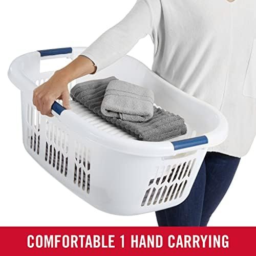 Rubbermaid Large Hip-Hugger Laundry Basket/Hamper, 1.5-Bushel, White, Stackable Storage Bin/Organizer for Bathroom/Bedroom/Dorm/Home - Image 4