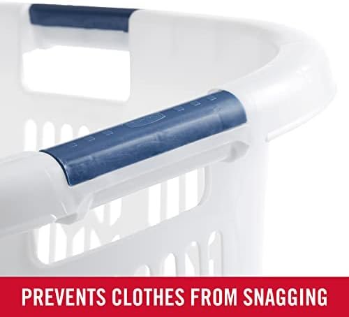 Rubbermaid Large Hip-Hugger Laundry Basket/Hamper, 1.5-Bushel, White, Stackable Storage Bin/Organizer for Bathroom/Bedroom/Dorm/Home - Image 3