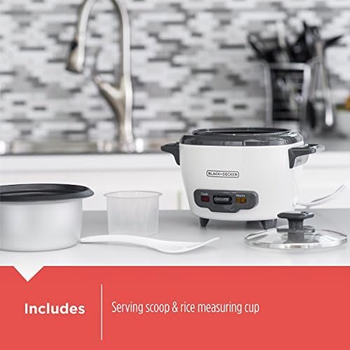 BLACK+DECKER 3-Cup Rice Cooker, RC503, 1.5-cup Uncooked Rice, Steaming Basket, Removable Non-Stick Bowl, One Touch - Image 5