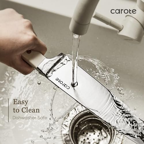 CAROTE 11PCS Knife Set with Block for kitchen, Stainless Steel Razor-Sharp Blade, Triple Riveted Ergonomic Handle,Essential Knife Set, Beige - Image 7