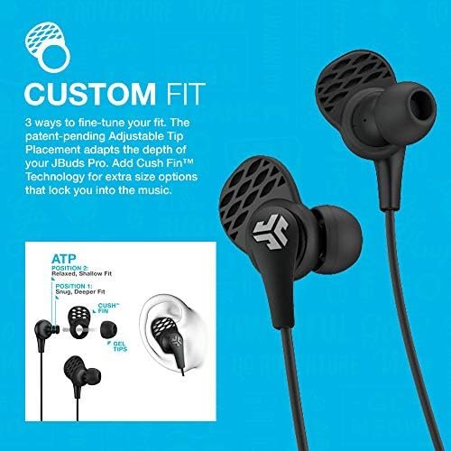 JLab JBuds Pro Bluetooth Wireless Signature Earbuds, Black, Titanium 10mm Drivers, 10-Hour Battery Life, Music Controls, Noise Isolation, Bluetooth 4.1 Extra Gel Tips and Cush Fins - Image 3