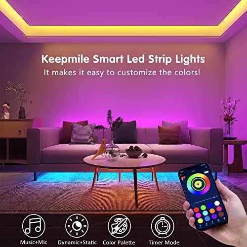 Keepsmile 100ft Led Strip Lights (2 Rolls of 50ft) Bluetooth Smart App Control Music Sync Color Changing RGB Led Light Strip with Remote,Led Lights for Bedroom Room Home Decor Party Festival - Image 4