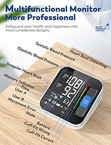 Blood Pressure Monitors for Home Use Upper Arm, Accurate cuff 8.7”-15.7” Monitor with Large Backlight Display 2 Users 240 Sets Memory & HR Detection, Digital BP Machine with Carrying Case - Image 5