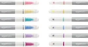 Amazon Basics Erasable Highlighters - Dual Tip, Assorted Colors, 12-Pack