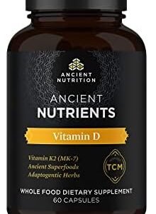 Ancient Nutrition Vitamin D Supplement, 5,000 IU Vitamin D for Immune Support, Made from Bone Broth and Mushroom Extract, Supports Healthy Inflammation, Paleo and Keto Friendly, 60 Capsules