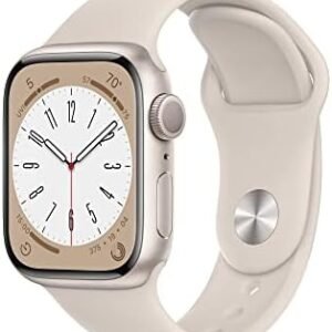 Apple Watch Series 8 [GPS, 41mm] - Starlight Aluminum Case with Starlight Sport Band, S/M (Renewed)