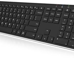 Arteck 2.4G Wireless Keyboard Stainless Steel Ultra Slim Full Size Keyboard with Numeric Keypad for Computer/Desktop/PC/Laptop/Surface/Smart TV and Windows 10/8/ 7 Built in Rechargeable Battery