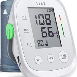 Blood Pressure Monitor,AILE blood pressure machine Upper Arm Large Cuff(8.7"-16.5"Adjustable),automatic high blood pressure cuff for home use,(BP)blood pressure monitor,2*99 memory,Easy to use/travel