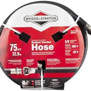 Briggs and Stratton 8BS75 75-Foot Premium Heavy-Duty Rubber Garden Hose, Brass