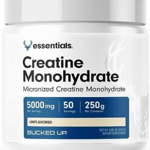 Bucked Up Creatine Monohydrate 250 Grams Micronized Powder, Essentials (50 Servings)