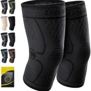 CAMBIVO 2 Pack Knee Brace, Knee Compression Sleeve for Men and Women, Knee Support for Running, Workout, Gym, Hiking, Sports (Black,Large)