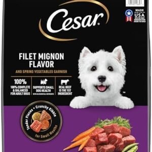 CESAR Small Breed Adult Dry Dog Food Filet Mignon Flavor with Spring Vegetables Garnish Dog Kibble, 12 lb. Bag