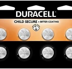Duracell 2032 Lithium Battery. 8 Count Pack. Child Safety Features. Compatible with Apple AirTag, Key Fob, and other devices. CR2032 Battery Lithium Coin Battery. CR Lithium 3V Cell