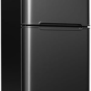 EUHOMY Mini Fridge with Freezer, 3.2 Cu.Ft Mini Refrigerator, Dorm Fridge with 2 Door For Bedroom/Apartment/Office-Food Storage Cooling Drink (Black).