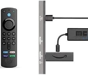 Fire TV Stick with Alexa Voice Remote Bundle. Includes Fire TV Stick with Alexa Voice Remote (includes TV controls), HD streaming device & Made For Amazon USB Power Cable