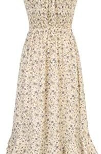 GRACE KARIN Women's 2024 Summer Floral Boho Dress Square Neck Strapped Swing A Line Beach Long Maxi Dress