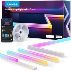 Govee RGBIC LED Strip Lights 16.4ft with Covers, Smart LED Lights Work with Alexa and Google Assistant, LED Diffuser Channel with LED Lights for Bedroom, Skirting Lines, Studio, Cabinet
