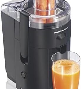 Hamilton Beach HealthSmart Juicer Machine, Compact Centrifugal Extractor, 2.4” Feed Chute for Fruits and Vegetables, Easy to Clean, BPA Free, 400W, Black (67500)