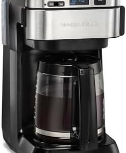 Hamilton Beach Programmable Coffee Maker, 12 Cups, Front Access Easy Fill, Pause & Serve, 3 Brewing Options, Black (46310)
